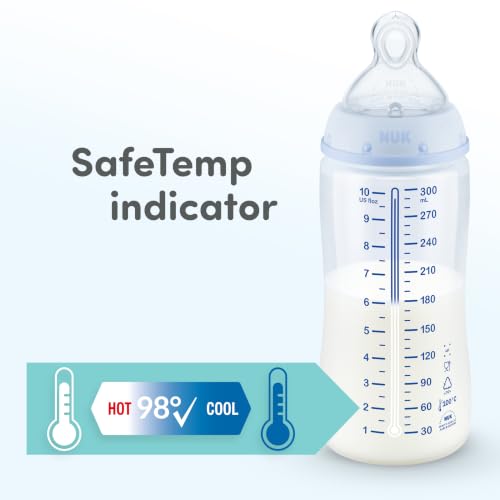 NUK First Choice Smooth Flow Anti-Colic Bottle Peach, 5 oz. Baby Bottle with SafeTemp Temperature Indicator, Newborn Essentials, 1-Pack - color: Peach Sheep