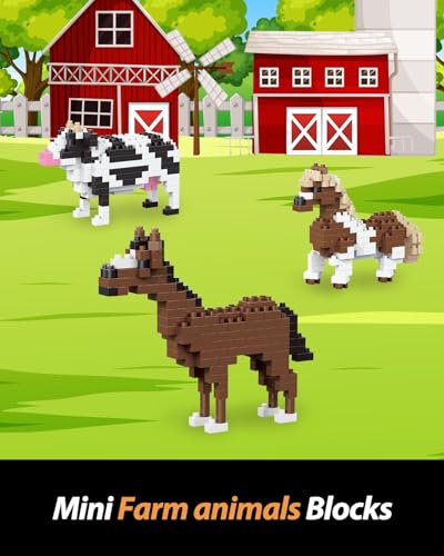 QISHOUTING Horse Mini Building Toy for Kids, Farm Animals Mini Building Blocks & Learning Toy for Girls Boys, Miniature Horse Figurine Toys for Adults Girls, Birthday Party Favors Stocking Stuffers - style: Paint horse