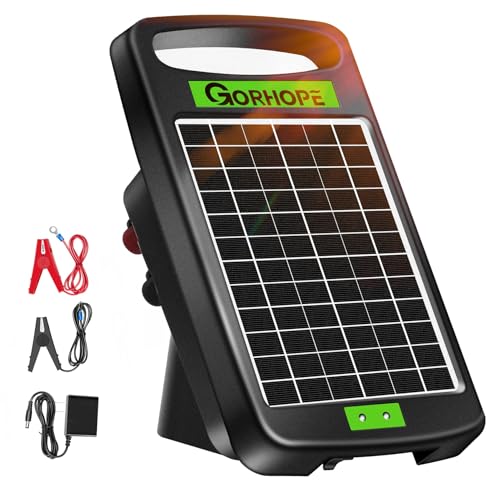 20 Miles Solar Electric Fence Charger,0.32J Powered 24-Hour Protection | Solar Electric Fence with Tempered Glass Solar Panel,14-Day Continuous Protection Without Sunlight,for Livestock Protection - style: GOR32（20M0.32J）