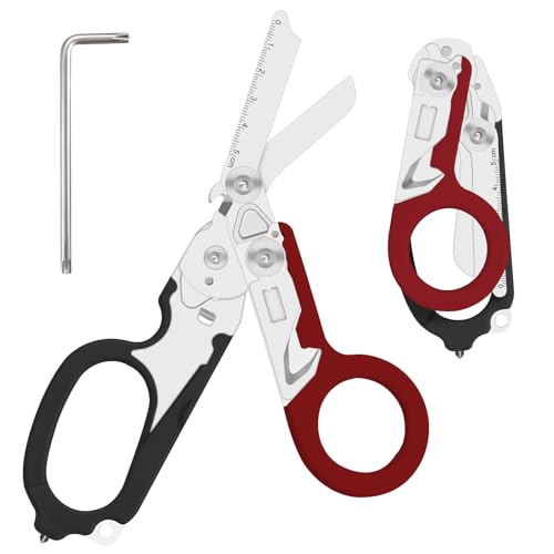 6-in-1 Heavy-Duty Emergency trauma shears (dark red) - color: Dark Red