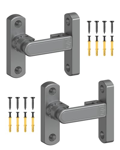 Adjustable Barn Door Locks, 90/180 Degree Gate Latch, Grey-2 Pcs | Home Security Sliding Door Latch for Bedroom, Barn, Cabinet, Garden & Fence - color: Grey-2 Pcs