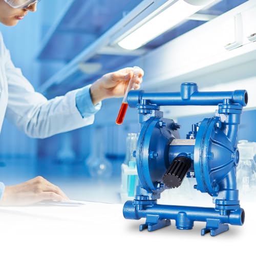 VEVOR Air-Operated Double Diaphragm Pump, 1/2 in Inlet & Outlet, Cast Iron Body, 8.8 GPM & Max 120PSI, Nitrile Diaphragm Pneumatic Transfer Pump for Petroleum, Diesel, Oil & Low Viscosity Fluids - size: 3.0 GPM