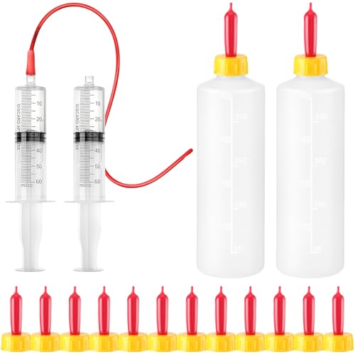Havawish Lamb & Goat Bottle Kit - 18 Pcs, 2 x 400ml Lamb Bottles, 12 Animal Milk Drink Nipples, Goat Feeding Tube Kit
