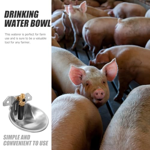 Totority Automatic Cow Water Bowl Stainless Steel Livestock Water Feeder Float Valve for Cattle Sheep and Pigs Convenient Self-Filling Design
