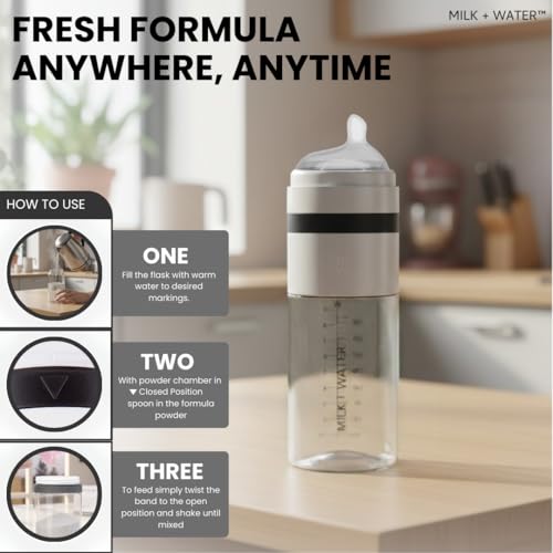 MILK & WATER Glass All-in-One Baby Bottle with Anti Colic Nipple - color: Arctic White