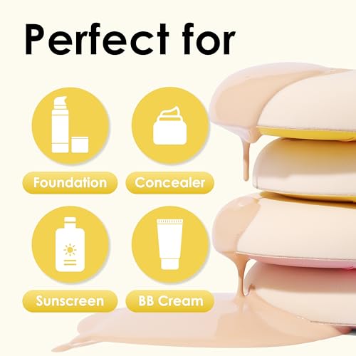 COOL-ANGLE Makeup Sponge Set, Latex-Free X-Large Blender Puffs, 4Pcs | Liquid Foundation Blending, Powder Concealer Coverage, Wet Or Dry Dual Use, Washable And Reusable, Beginner Friendly Design - color: A9: 4XLarge Yellow