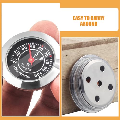 Hemoton 2-Pack Analog Cigar Humidor Hygrometer Round Mechanical Humidor Gauge Small Compact Humidity Meter for Cigar Box Violin Case Home Use