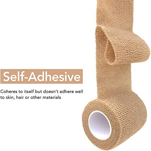 RISEN Cohesive Bandage 2” x 5 Yards, 6 Rolls, Self Adherent Wrap Medical Tape, Adhesive Flexible Breathable First Aid Gauze Ideal for Stretch Athletic - color: Multicolor