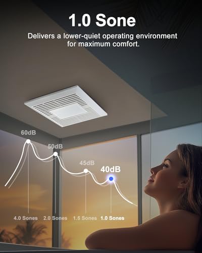 GROWNEER Bathroom Exhaust Fan with Light, 110 CFM 1.0 Sone Exhaust Fan No Attic Access Needed, Ceiling or Wall Mount, 7.68 x 9.25 inch, 35W Bathroom Fan with LED Light 3CCT Adjustable 600LM, White - color: 3CCT