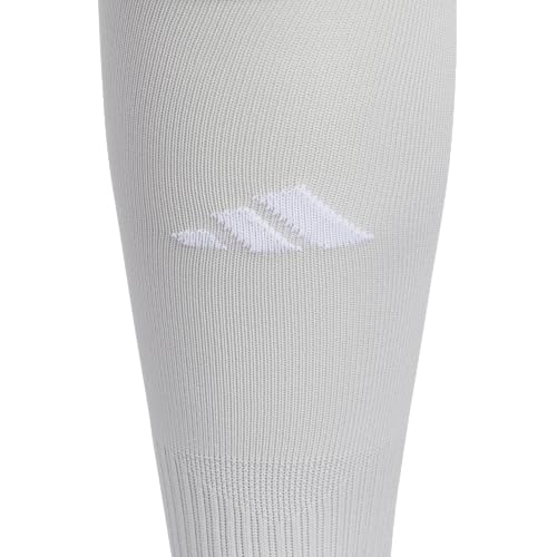 adidas Unisex Metro Soccer Socks or Calf Sleeves (1 Pair) Over-the-Calf | Unisex, 1-Pack, Cushioned Impact Zones, Moisture-Wicking, Calf Compression, Versatile Layering, Game & Practice Ready - color: Team Light Grey/White/Calf Sleeve, size: Medium, style