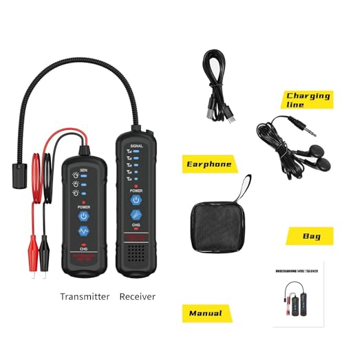 Underground Wire Locator and Cable Tracker Kit Dog Fence Wire Break Locator | Buried Wire Locators Professional Wire Finder with Signal Detector, Carrying Case and Accessories