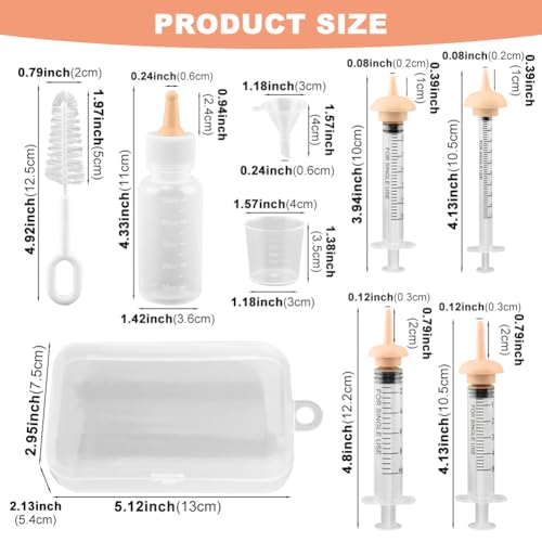 Pet Nursing Kit, Silicone Pet Feeding Bottles Set with Nursing Nipples & Formula Dispenser & Liquid Syringes, for Newborn Kittens, Puppies, Squirrels, and Other Small Animals