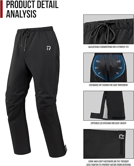 RIDEIRON Motorcycle Rain Gear for Men & Women, Waterproof Rain Suit | 15,000 mm Waterproof Rating, Zippered Leg Openings, Roomy Seat Design, Reflective, Breathable, Fishing, Golf, Hunting - size: 3X-Large