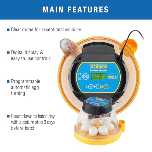 Brinsea Mini II Advance Incubator with Automatic Turner for Hatching 7 Eggs | 50+ years of expertise! Set-and-forget automatic incubator with digital countdown gives your eggs the best chance to hatch - size: 7 Eggs