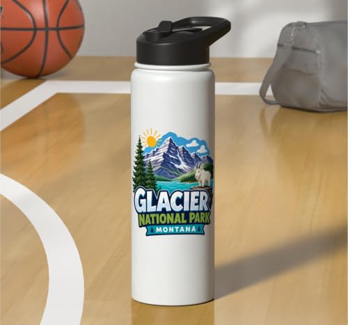 Glacier National Park Montana Mountain Goat Kids Adventure Stainless Steel Insulated Water Bottle - color: White
