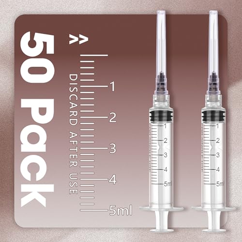 5mL/cc Disposable Luer Lock Syringe 22G 1.25 inch for Lab Use, Individually Wrapped, Pack of 50 - style: 5ml-22G-1.25" (Luer Lock)
