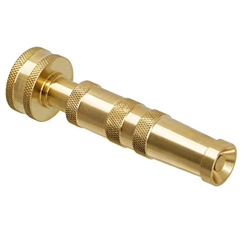 ATDAWN Brass Hose Nozzle, Heavy-Duty Brass Adjustable Twist Hose Nozzle, 2 Pack (4") - size: 4 Inch