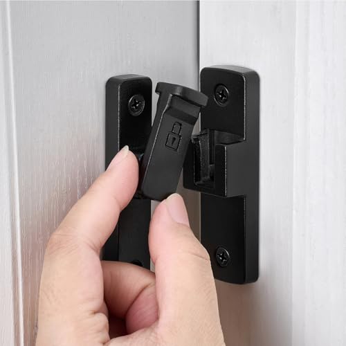Matte Black 90 Degree Zinc Alloy Barn Door Latch, Flip Gate Lock | Sliding Door Latch,Right Angle Door Lock,for bedroom,garage,balcony,barn,bathroom,drawer,window,cabinet,pet enclosures - color: Matte Black_90 Degree