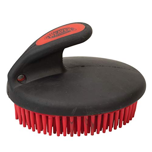 Weaver Equine Palm-Held Fine Curry with Small Rubber Bristles, Red/Black - color: Red/Black