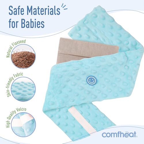Colic and Gas Relief for Newborns, Flaxseed Heated Tummy Wrap | Infants Baby Swaddling Belt with Soothing Warmth, Natural Relief for Upset Stomach in Babies Toddlers, 0-3 Years (Blue) - color: Blue