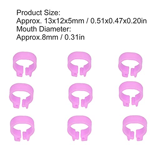 Zerodis 100PCS 8mm Leg Rings, Plastic Identification Bands for Pigeons, with Reusable Easy to Install for Poultry Dove Marking (Pink) - color: Pink
