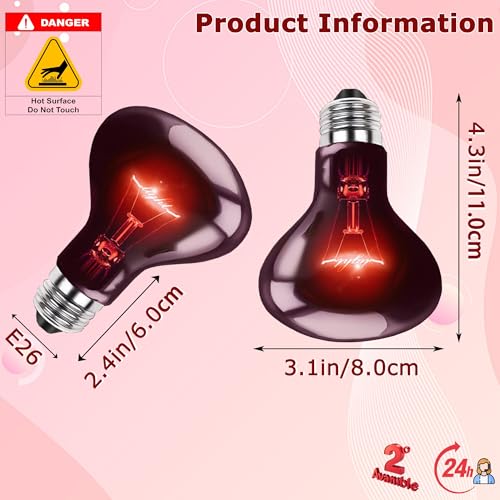 100W UVA Infrared Red Heat Lamp Bulb,All-Day Heating for Reptiles | Strong Bones & Energy, High-Performance Basking Spot Light for Leopard Geckos, Turtles & Chicks, Terrarium & Brooder Heater - color: Red Infrared, size: 100W-3.15″