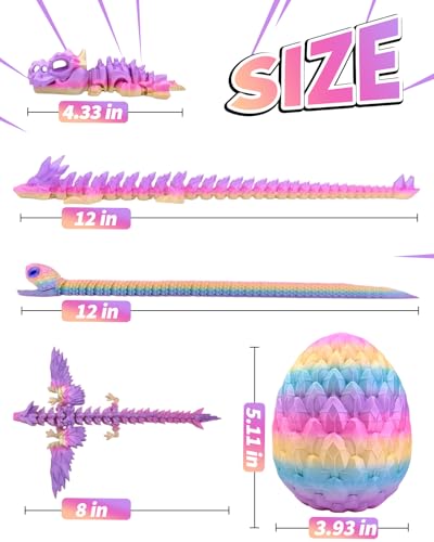 5 Pcs，12" 3D Printed Rainbow Dragon Eggs,Dinosaur Egg,Crystal Dragon Toys,Snake Eggs, Animals,Fidget Toy,Desk Executive Toy，Easter Eggs Basket Stuffers,Toys for Boys Kids Teen 5-7 4-6 8-12 - color: Tt-02