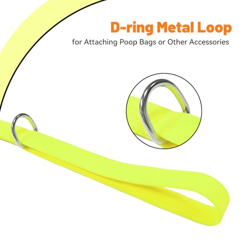 Waterproof Dog Leash, 5/6 FT Durable Odor-Proof Dog Leashes with Strong Metal Hooks Fits Small Medium or Large Dogs (Yellow, 5FT - 3/4 inch Width) - color: Yellow, size: 5FT - 3/4 inch Width