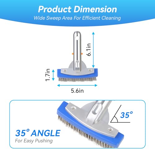 5" Stainless Steel Pool Brush, Heavy Duty for Concrete Pools | Durable wire bristle brush head for deep cleaning walls & floors. Removes tough buildup safely - size: 5 inch