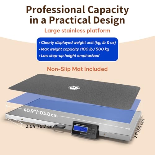 Adamson Livestock Scale 1100 lb / 500 kg – Heavy Duty Digital Dog Scales for Large Breed, for Sheep, Pigs, Goats – Tare, Hold & PCS – Battery or AC Powered (Batteries & Power Adapter Included)