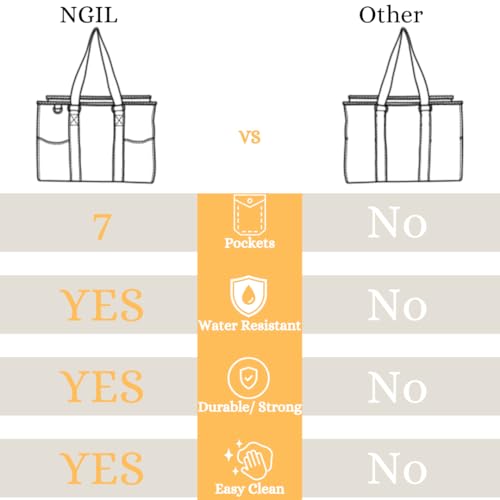NGIL Utility Water Resistant Tote Bag | Work Tote for Women, Nurse Bag, Teacher's Choice Purse, Gym Bag, Everyday Organizer Top Zipper Closure - color: Blue Nurse-navy