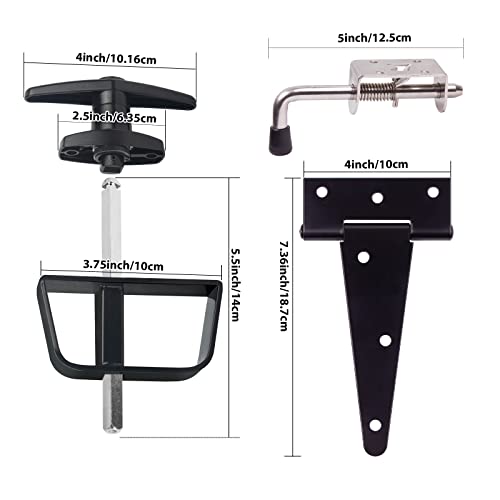 6" Shed Door Hardware Kit with T-Handle Lock & 5 Keys - 6 Hinges, 2 Barrel Bolts - Iron Gate Hardware Set, Black Powder Coated by [BTEOBFY] - size: 5.5-inch-Big-T