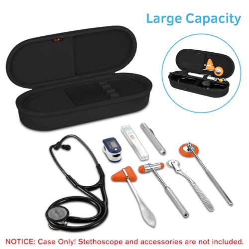 Stethoscope Case for 3M Littmann Classic III, Lightweight II S.E, Cardiology IV Diagnostic, MDF Acoustica Stethoscopes - Travel Hard Carrying Bag for Doctor & Nurse Accessories (Black) | Lightweight II S.E., MDF Acoustica, Hard Carrying Bag, Doctor Nurse