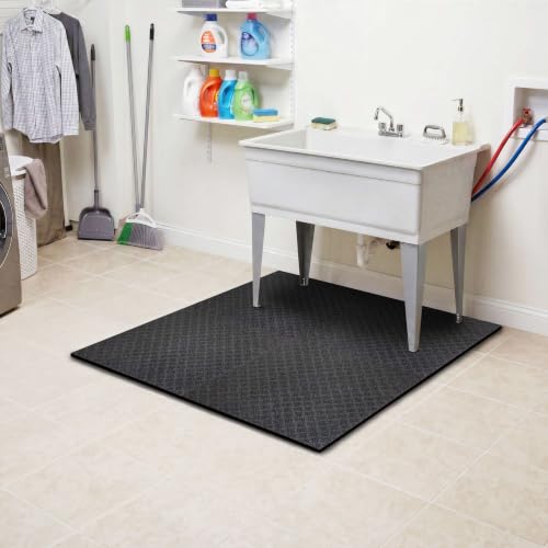 Mohawk Home Heavy Duty Rubber Stall Mat - Gym Floor- Under Dog Crate - All Purpose Utility 2'x2' - 1/2" Thick - Diamond Texture