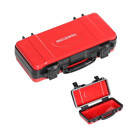 11" Red Metal Tool Box, Portable Steel Tool Case with Secure Latch & Handle, Empty Storage Organizer for Home DIY & Small Tools - color: Red