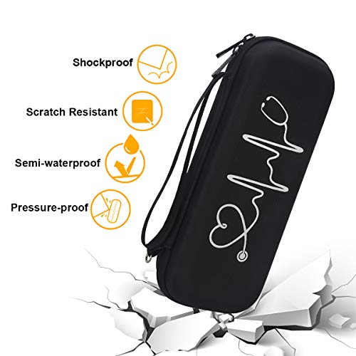 BOVKE Stethoscope Case for 3M Littmann Classic III Monitoring, Lightweight II S.E, Cardiology IV Diagnostic, MDF Acoustica Stethoscopes, Extra Room for Nurse Essentials and Medical Supplies, Black - color: Black