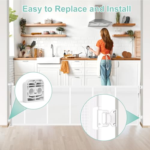 EZIGO Retractable Baby Gates Replacement Parts for 150/180/200'' Dog Gate | Full Set Wall Mounting Accessories Including Brackets, Latches, Screws for Extra Wide Baby Gate Retractable Dog Gate, White - color: White, size: Large