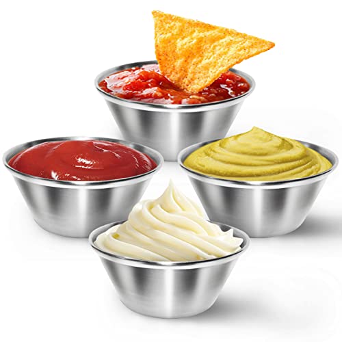 Artcome 18 Pack Stainless Steel Condiment Sauce Cups Great for Dipping and Portion Cups, 1.5 oz | stainless steel construction resists corrosion; portion cups suit BBQ dipping, household cooking, party use, food storage - size: 18pcs 1.5oz