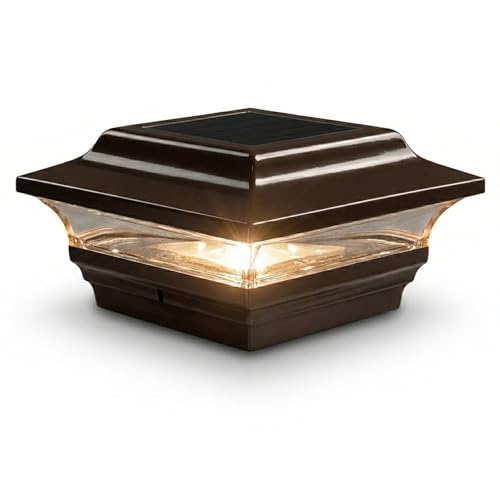 Classy Caps 4x4 Aluminum Imperial Solar Post Cap - Fits 3.5"x3.5" & 4"x4" Deck & Fence Posts - Bronze Cast Aluminum - Warm/Cool Light Color Modes - color: Bronze, size: 3.5x3.5 | 4x4