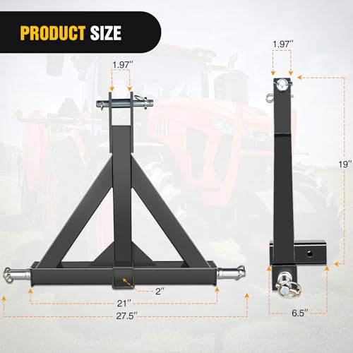 Nilight 3 Point 2" Trailer Hitch Receiver Category 1 Drawbar | Heavy Duty Tractor Drawbar Adapter Compatible with Kubota Bx John Deere Nortrac Kioti Yanmar Cat Black - color: 2" Trailer Hitch Receiver Black