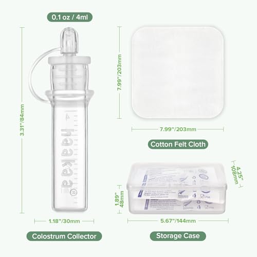 haakaa Colostrum Collector Kit for Newborns, 4ml-6pcs | World-first design, 3-in-1 Collector, Safe food-grade silicone-BPA Free, Ready-to-use pack,Replace disposable syringes - size: 6 Count (Pack of 1)