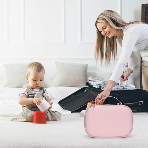 Breast Pumps Carrying Bag Compatible with Most of Wearable Breast Pumps, Hard Shell Wearable Breast Pump Bag with Waterproof Removable Tray, Breast Pump Storage Bag - color: Pink