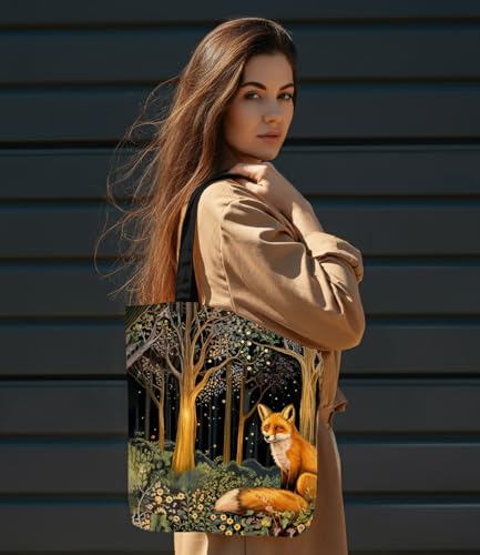 Vintage Botanical Animal Canvas Tote Bag for Women, Aesthetic Floral Animal Reusable Shoulder Bag for Shopping - color: 29