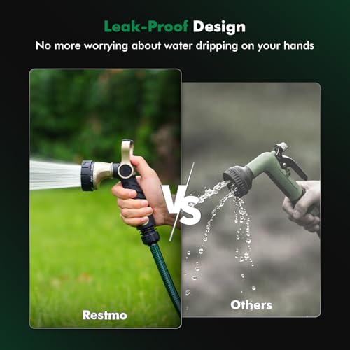 RESTMO Garden Hose Nozzle Heavy Duty, Fireman Style Water Hose Nozzle | Thumb Control & Large Lever Control, 7 Adjustable Spray Patterns Leak Proof Sprayer for Watering Plants, Car & Pet Washing - size: 7 Spray Patterns-Thumb Control