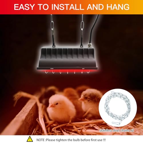 Chicken Coop Heater Lamp 250W Winter Hanging Heat Lamp for Chickens Incubators Temperature Adjustable Chicken Brooder Heating Heaters for Dog Kennel Poultry House