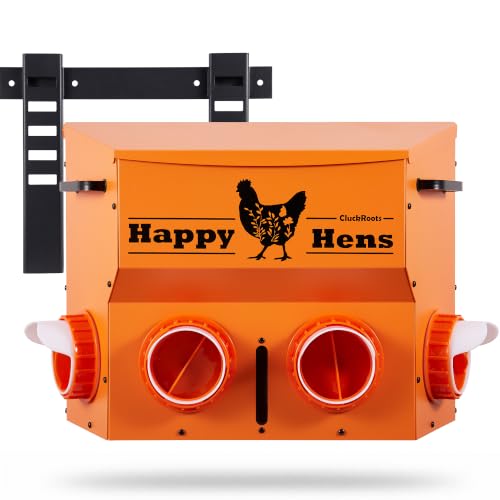 No Waste Chicken Feeder 16-18 Lb Capacity Metal Hanging Feeder Sturdy | Space-Saving Chicken Run Automatic Feeder No Spill - Adjustable Height Bracket 4 Ports, Chicken Coop Accessories Supplies