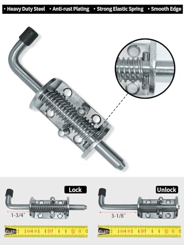 Spring Loaded Gate Latch Pin Barrel Bolt 6in x 1/2in Stem Durable Zinc Plated Solid Steel Heavy Duty for Tailgate - 2pcs - style: Heavy Duty 2pcs - 6in