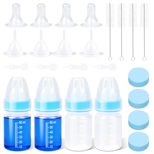 Puppy Kitten Nursing Bottle 2oz- Small Animal Feeding Kit with Nipples | Hand Feeding Supplies for Puppies, Kittens, Rabbits, Ferrets & Newborn Pets - color: SKY BLUE