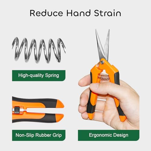 GROWNEER 3 Packs 6.5 Inch Pruning Shears Gardening Hand Pruning Snips Gardening Scissors with Straight Stainless Steel Precision Blades - style: Orange
