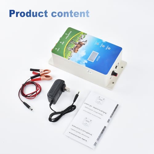 Electric Fence Charger 6 Mile, 8KV-12KV 2J Output, LED Display | High Power, AC DC Multi-Powered Electric Fence，Repels Wildlife for Livestock,Horses,Cattle Sheep,Gardens,Orchards Protection